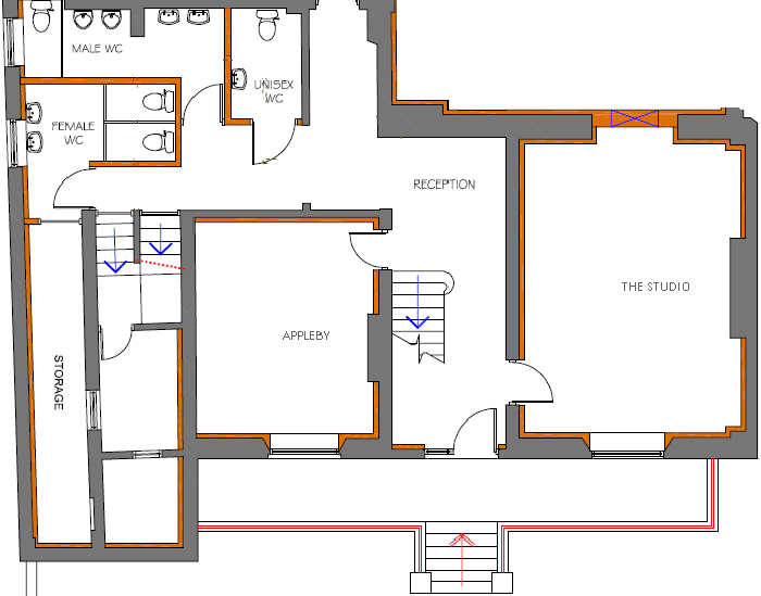 Ground floor plan showing Applebee and The Studio